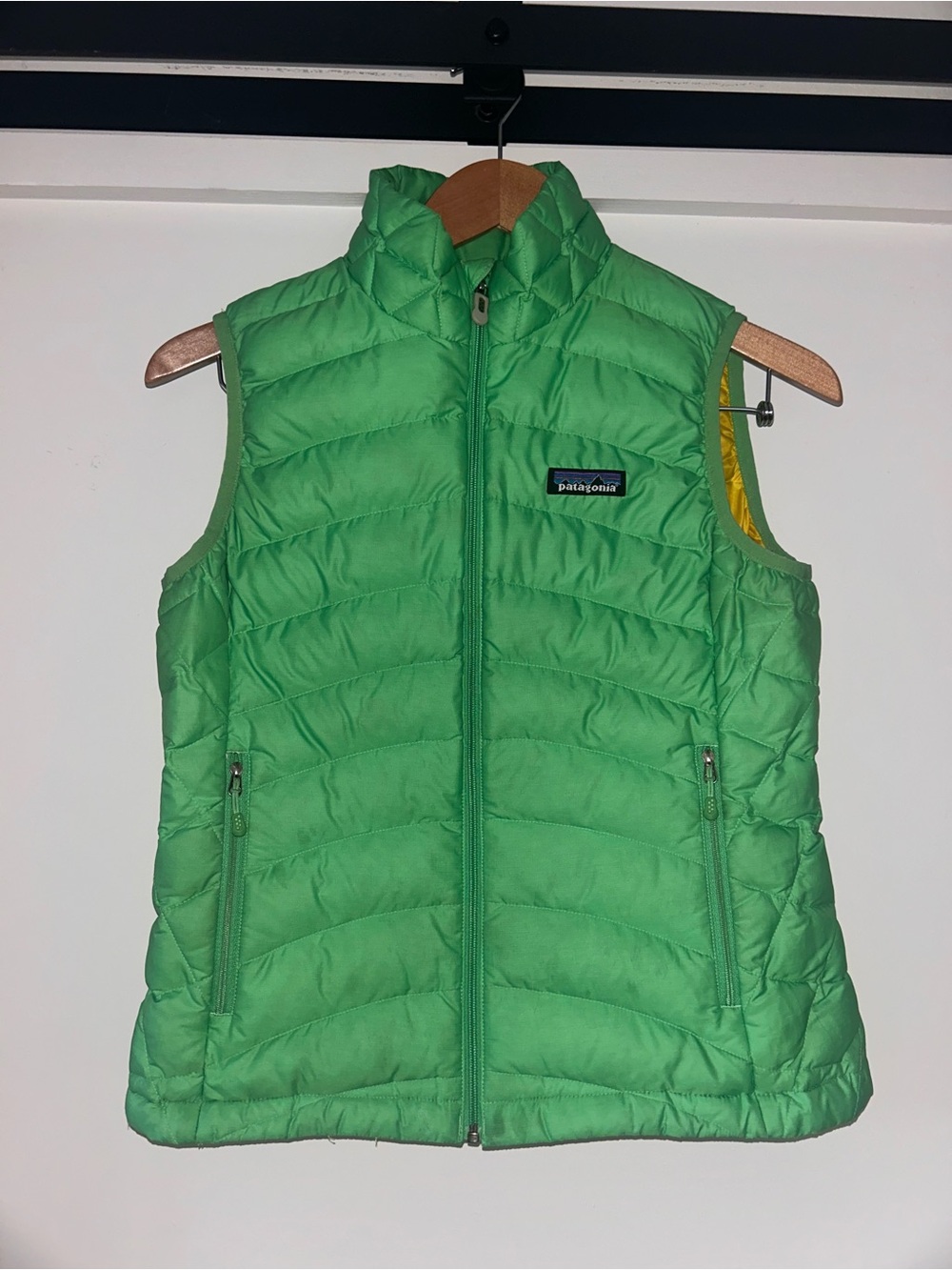Patagonia Women's Down Puffer Vest in Lime Green